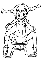 A coloring page of pippi longstocking